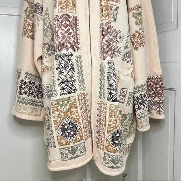 Johnny Was Biya Fenella Embroidered Open Front Cardigan Sweater in Alabaster - Picture 5 of 15